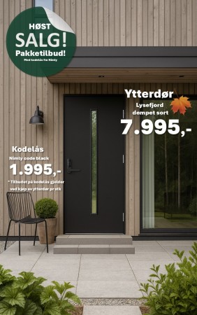 YTTERDØR LYSEFJORD DEMPET SORT - KAMPANJE NÅ KR.7.995,-