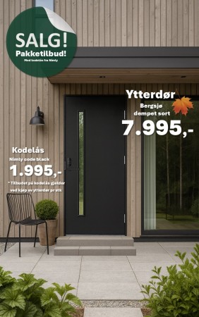 YTTERDØR BERGSJØ DEMPET SORT - KAMPANJE NÅ KR.7.995,-