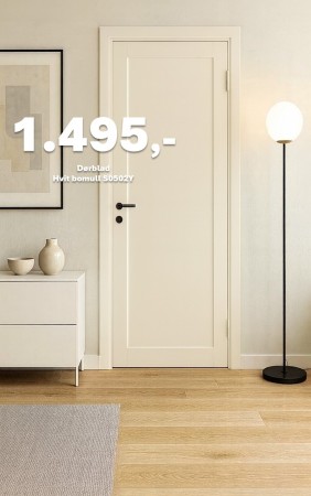 INNERDØR Q-EDGE HVIT BOMULL