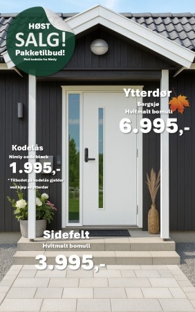 YTTERDØR BERGSJØ HVIT - KAMPANJE NÅ KR.6.995,-