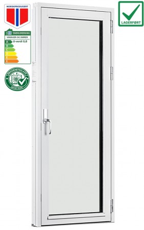 Balkongdør 80x210cm Høyre 3-lags U 0,8 Passiv