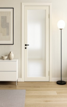 Innerdør Q-Edge 1 Glassdør 80x210 klassisk hvit