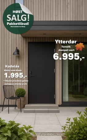 YTTERDØR TORSVIK DEMPET SORT - KAMPANJE NÅ KR.6.995,-